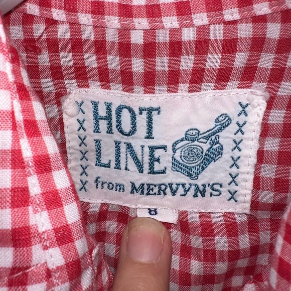 Vintage Hot Line from Mervyns Top Womens 8 gingham pearl snap red western - Picture 8 of 11